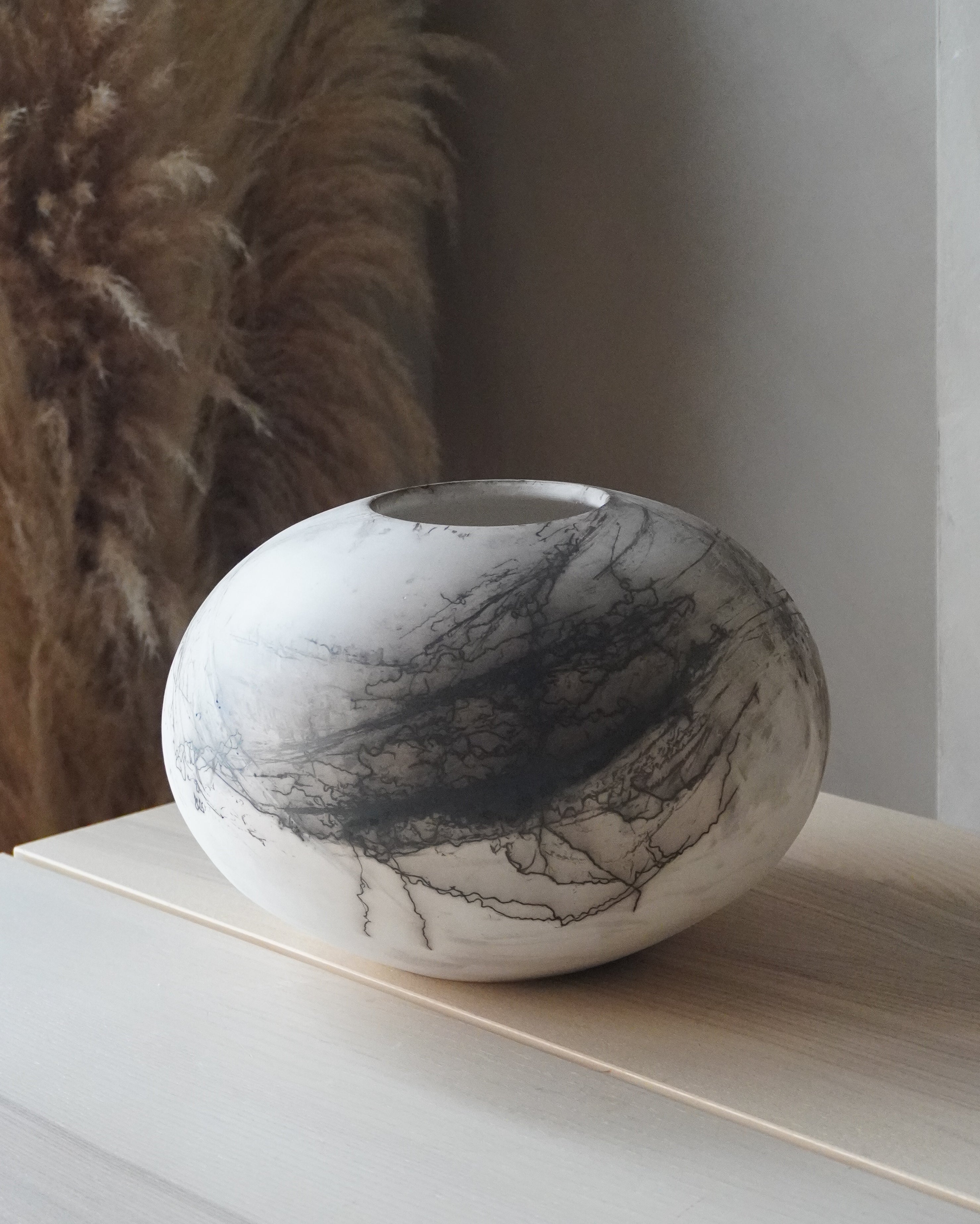 Raku Horsehair Large Vase No.2