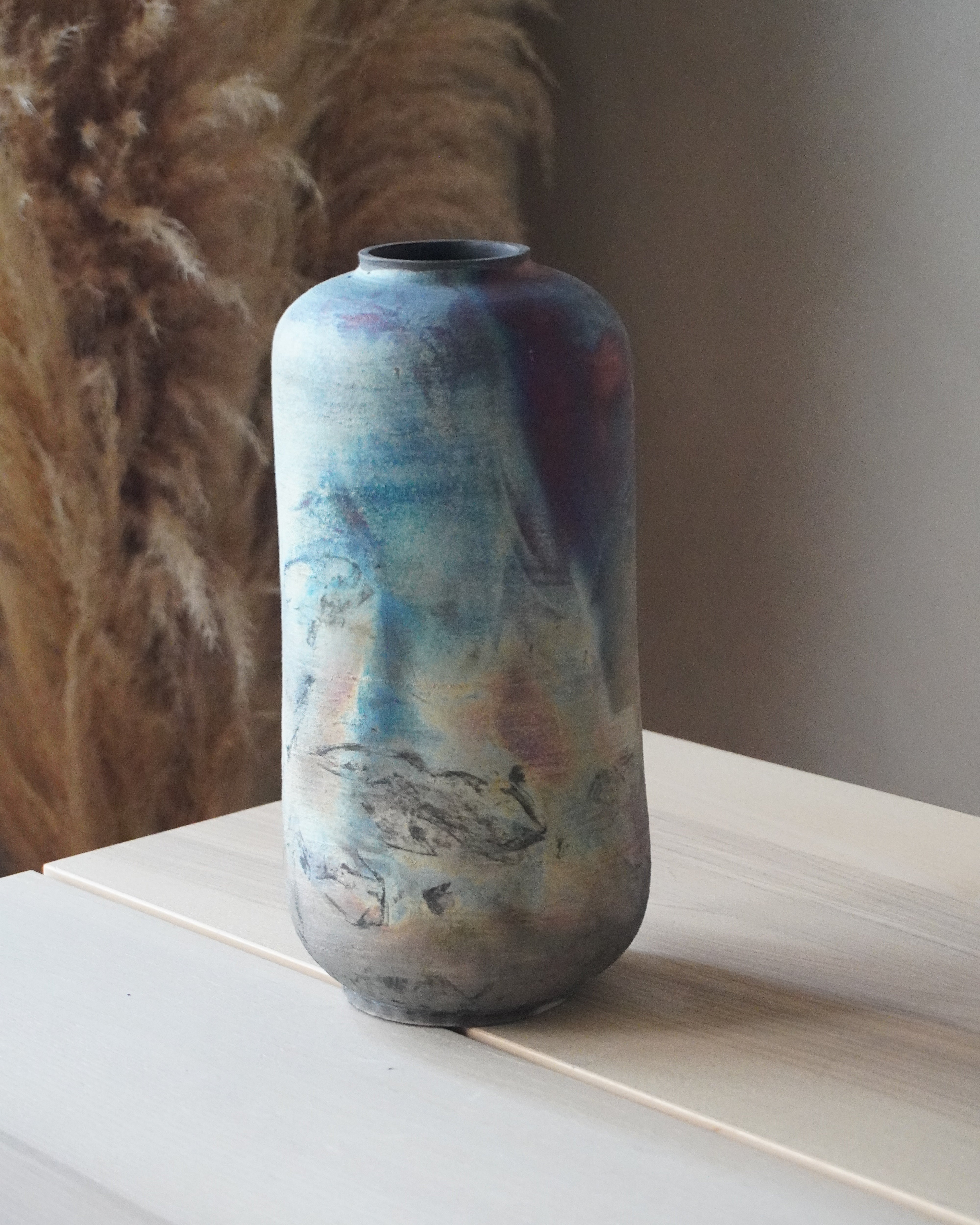 Flame Raku Large Vase No.2