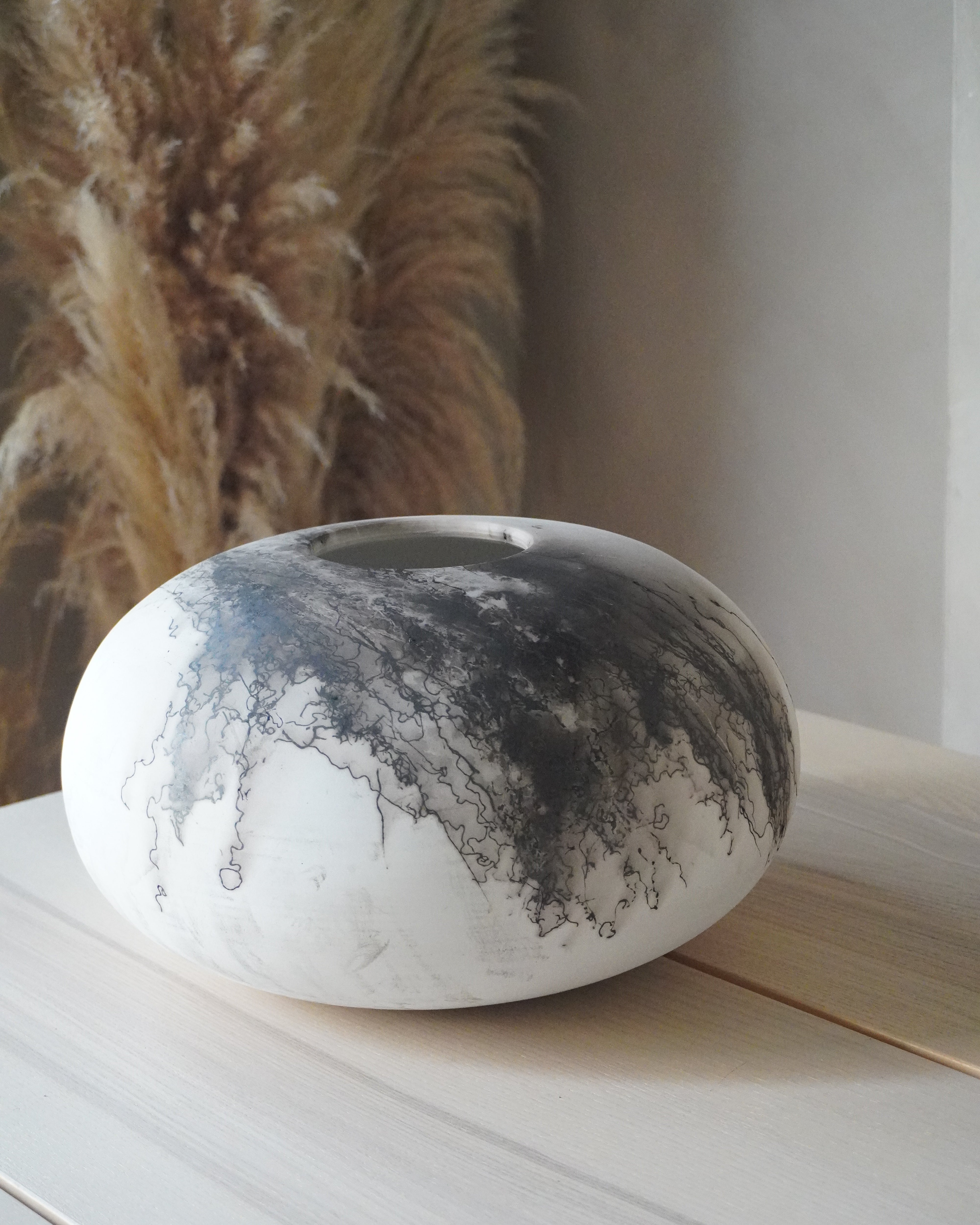 Raku Horsehair Large Vase No.1